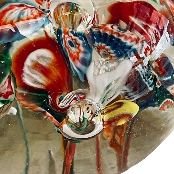 Vintage Glass Paperweight Rainbow Millefiori Art Glass Domed Ball 2" x 2.5" - Picture 10 of 12
